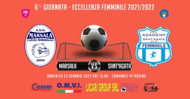  Calcio femminile: big Match, c’è Marsala – Accademy Sant’Agata